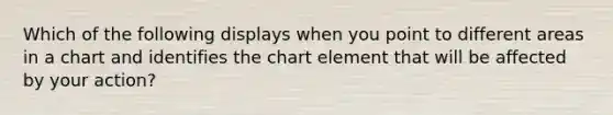 Which of the following displays when you point to different areas in a chart and identifies the chart element that will be affected by your action?