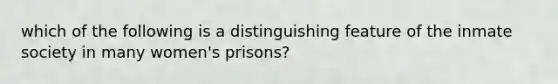 which of the following is a distinguishing feature of the inmate society in many women's prisons?