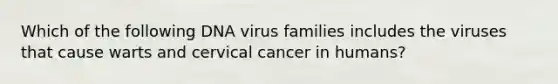 Which of the following DNA virus families includes the viruses that cause warts and cervical cancer in humans?