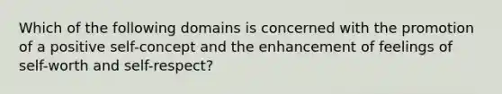 Which of the following domains is concerned with the promotion of a positive self-concept and the enhancement of feelings of self-worth and self-respect?