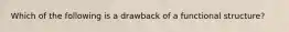 Which of the following is a drawback of a functional structure?