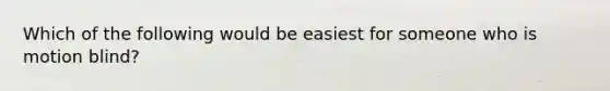 Which of the following would be easiest for someone who is motion blind?