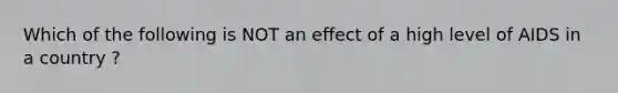 Which of the following is NOT an effect of a high level of AIDS in a country ?