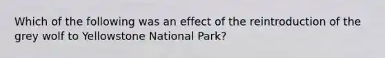 Which of the following was an effect of the reintroduction of the grey wolf to Yellowstone National Park?