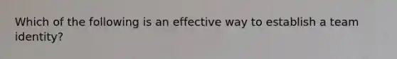 Which of the following is an effective way to establish a team identity?