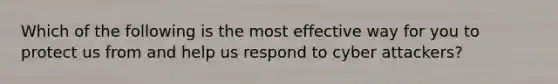 Which of the following is the most effective way for you to protect us from and help us respond to cyber attackers?