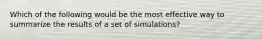 Which of the following would be the most effective way to summarize the results of a set of simulations?