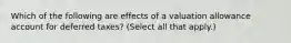 Which of the following are effects of a valuation allowance account for deferred taxes? (Select all that apply.)