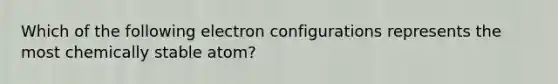 Which of the following electron configurations represents the most chemically stable atom?