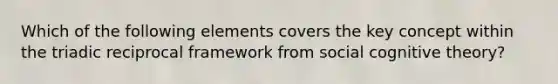 Which of the following elements covers the key concept within the triadic reciprocal framework from social cognitive theory?