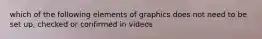 which of the following elements of graphics does not need to be set up, checked or confirmed in videos