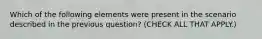 Which of the following elements were present in the scenario described in the previous question? (CHECK ALL THAT APPLY.)