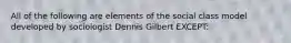 All of the following are elements of the social class model developed by sociologist Dennis Gilbert EXCEPT: