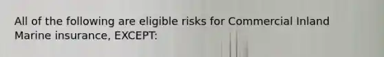 All of the following are eligible risks for Commercial Inland Marine insurance, EXCEPT: