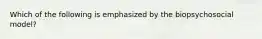 Which of the following is emphasized by the biopsychosocial model?