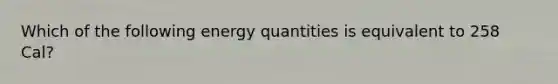 Which of the following energy quantities is equivalent to 258 Cal?