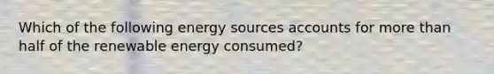 Which of the following energy sources accounts for more than half of the renewable energy consumed?