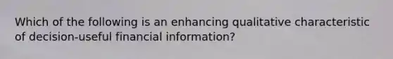 Which of the following is an enhancing qualitative characteristic of decision-useful financial information?