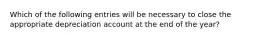 Which of the following entries will be necessary to close the appropriate depreciation account at the end of the year?