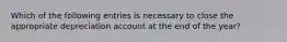 Which of the following entries is necessary to close the appropriate depreciation account at the end of the year?