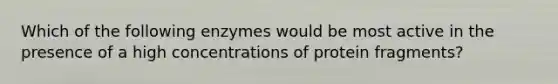 Which of the following enzymes would be most active in the presence of a high concentrations of protein fragments?