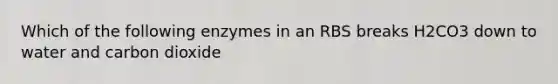 Which of the following enzymes in an RBS breaks H2CO3 down to water and carbon dioxide