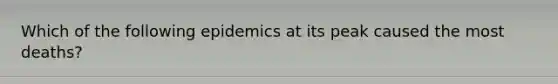 Which of the following epidemics at its peak caused the most deaths?