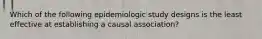 Which of the following epidemiologic study designs is the least effective at establishing a causal association?