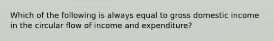 Which of the following is always equal to gross domestic income in the circular flow of income and expenditure?