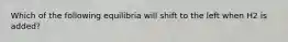 Which of the following equilibria will shift to the left when H2 is added?