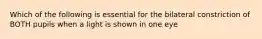 Which of the following is essential for the bilateral constriction of BOTH pupils when a light is shown in one eye