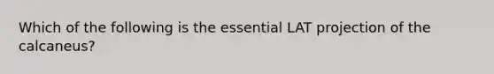 Which of the following is the essential LAT projection of the calcaneus?