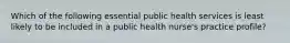 Which of the following essential public health services is least likely to be included in a public health nurse's practice profile?