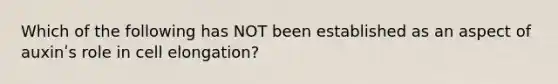 Which of the following has NOT been established as an aspect of auxinʹs role in cell elongation?