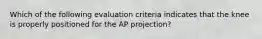 Which of the following evaluation criteria indicates that the knee is properly positioned for the AP projection?