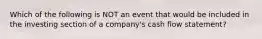 Which of the following is NOT an event that would be included in the investing section of a company's cash flow statement?