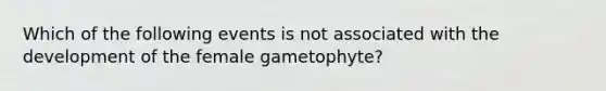 Which of the following events is not associated with the development of the female gametophyte?