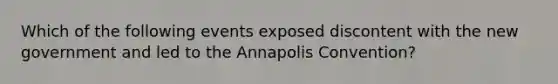 Which of the following events exposed discontent with the new government and led to the Annapolis Convention?