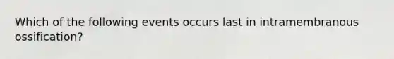 Which of the following events occurs last in intramembranous ossification?