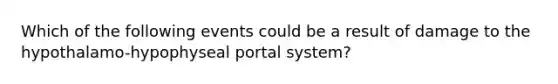 Which of the following events could be a result of damage to the hypothalamo-hypophyseal portal system?