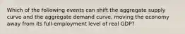 Which of the following events can shift the aggregate supply curve and the aggregate demand curve, moving the economy away from its full-employment level of real GDP?