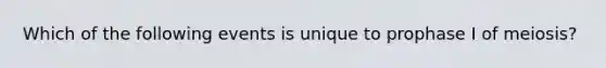 Which of the following events is unique to prophase I of meiosis?