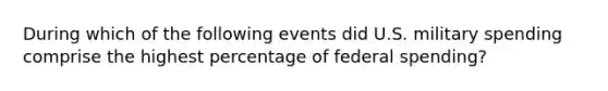 During which of the following events did U.S. military spending comprise the highest percentage of federal spending?