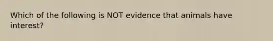 Which of the following is NOT evidence that animals have interest?