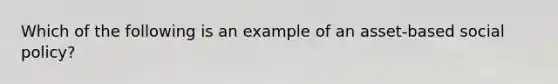 Which of the following is an example of an asset-based social policy?