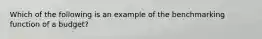 Which of the following is an example of the benchmarking function of a budget?