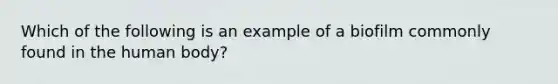 Which of the following is an example of a biofilm commonly found in the human body?