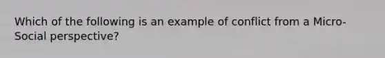 Which of the following is an example of conflict from a Micro-Social perspective?