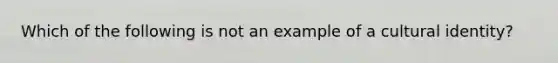 Which of the following is not an example of a cultural identity?