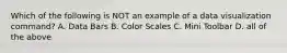 Which of the following is NOT an example of a data visualization command? A. Data Bars B. Color Scales C. Mini Toolbar D. all of the above